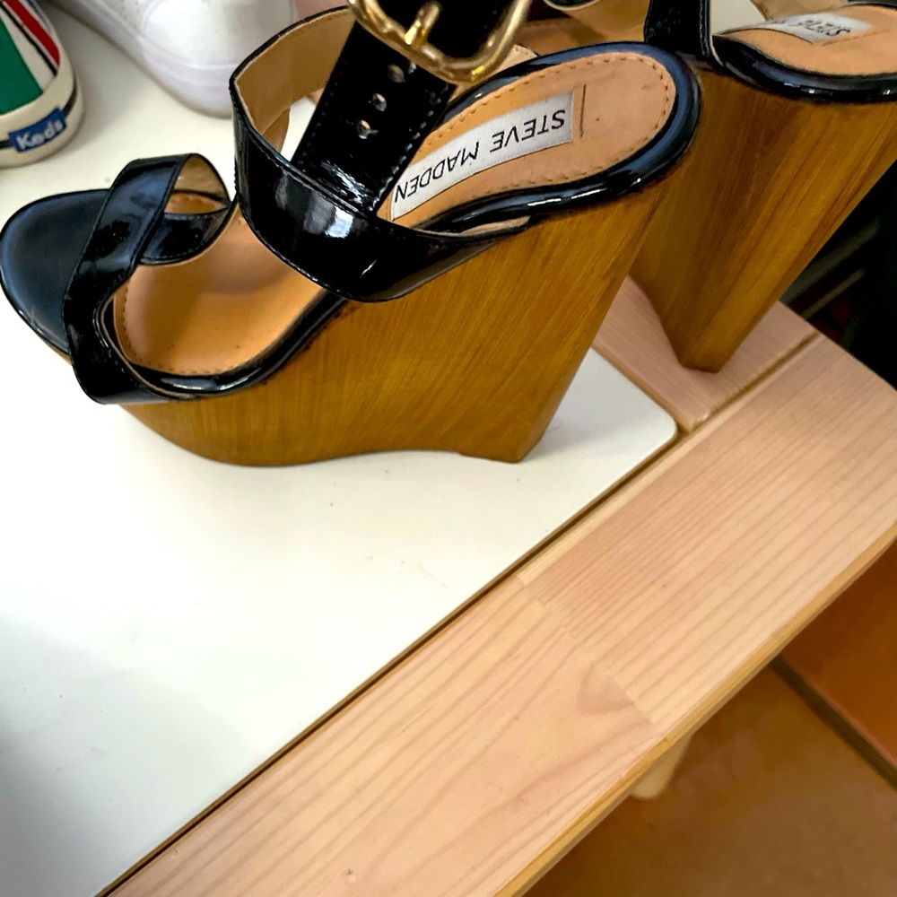 Steve Madden Black Wedges, Size 5